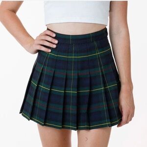 XS American Apparel Green and Navy Plaid Skirt